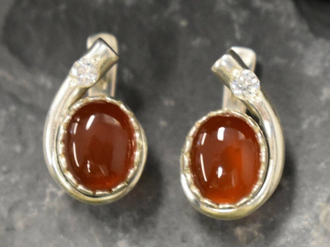 Carnelian Earrings, Red Agate Earrings, Vintage Earrings, Teardrop Earrings, Stud Earrings, Teardrop Studs, Red Studs, Solid Silver Earrings