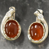 Genuine Carnelian Earrings - Large Red Studs - Red Agate Earrings