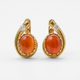 Genuine Carnelian Earrings - Large Red Studs - Red Agate Earrings