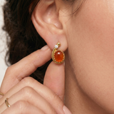 Gold Carnelian Earrings - Natural Carnelian Earrings, Red Vintage Earrings