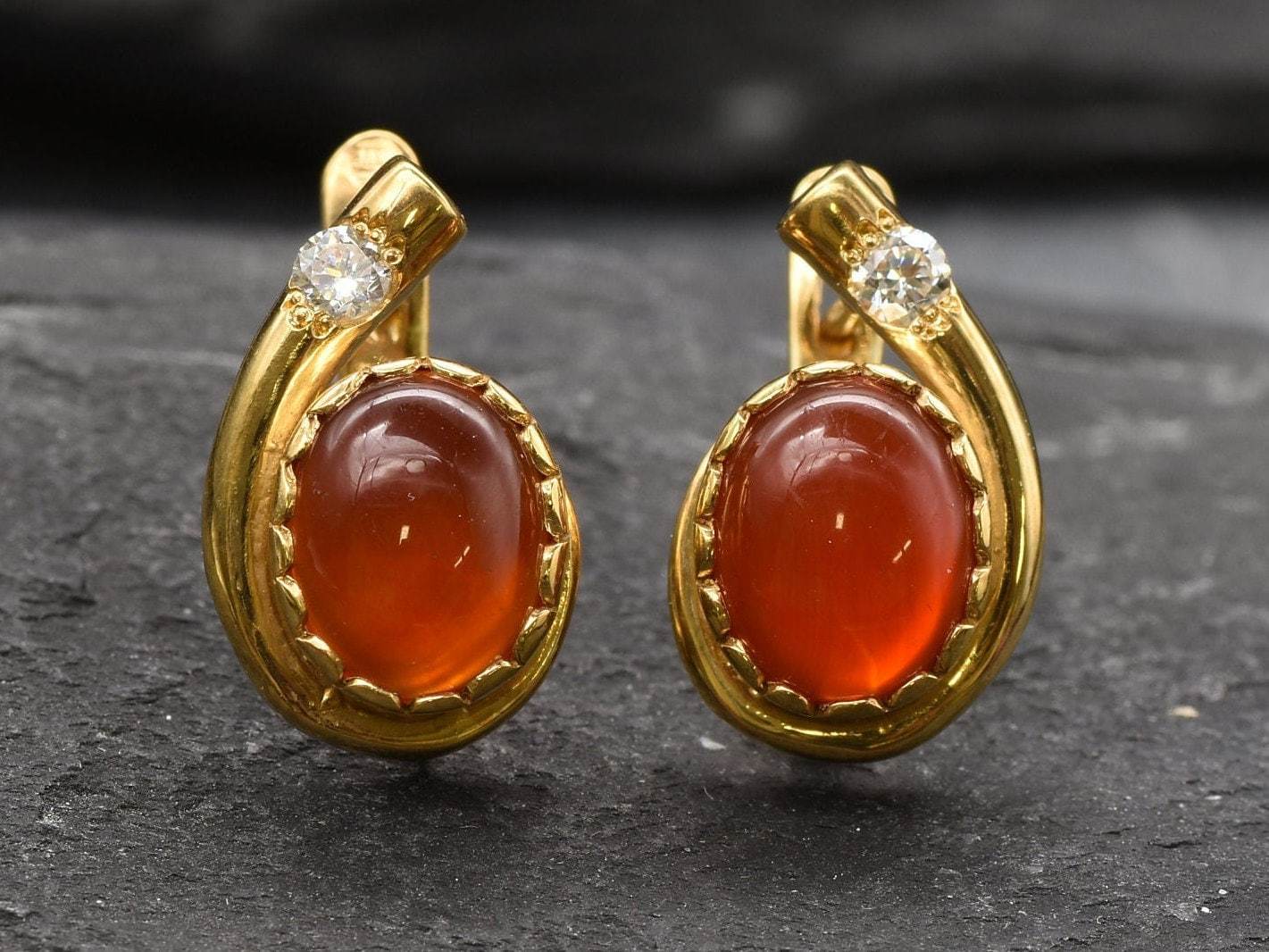 Carnelian Earrings, Red Agate Earrings, Vintage Earrings, Teardrop Earrings, Stud Earrings, Teardrop Studs, Red Studs, Solid Silver Earrings(1)