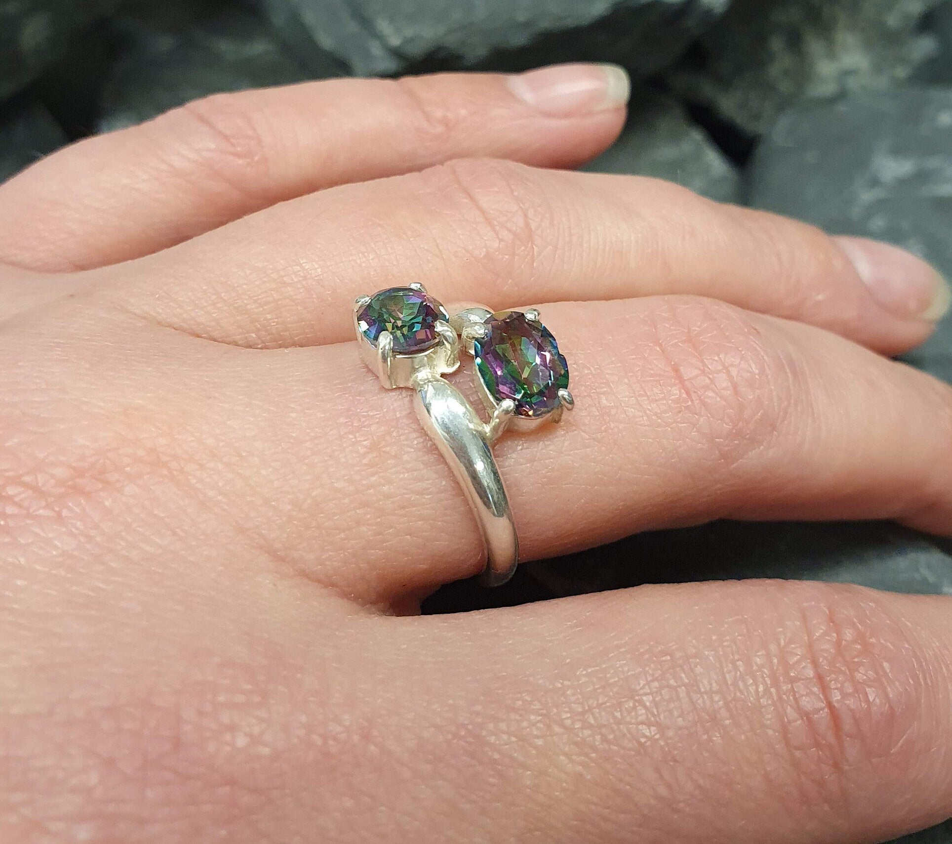 Mystic Topaz Ring, Vintage Rings, Natural Topaz, Vintage Topaz Ring, Mystic Topaz, December Birthstone, December Ring,  Solid Silver Ring