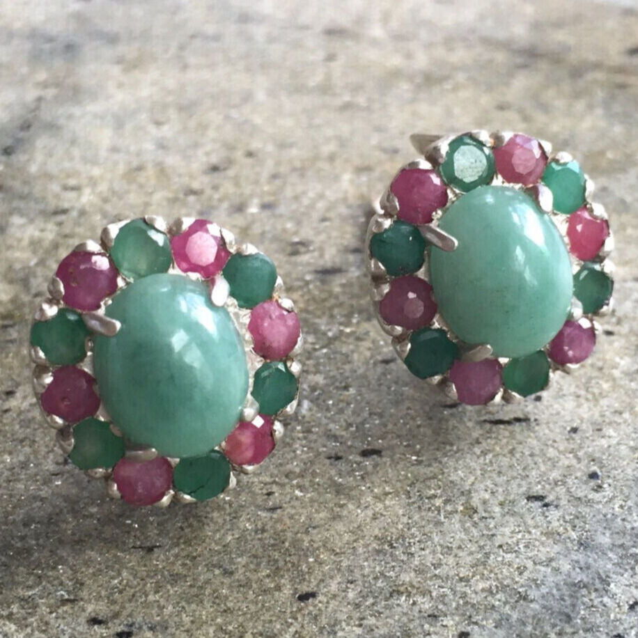 Natural Emerald Earrings made in 925 Sterling Silver with Oval Natural Green Emerald in Halo setting, May Birthstone gift idea, symbolizes growth, harmony, and deep emotional healing, ideal for everyday wear and perfect for birthday gifting and special occasions.