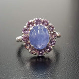 Genuine Tanzanite Ring - Blue Flower Ring - Purple Floral Ring