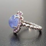 Genuine Tanzanite Ring - Blue Flower Ring - Purple Floral Ring