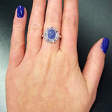 Genuine Tanzanite Ring - Blue Flower Ring - Purple Floral Ring