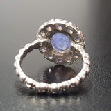 Genuine Tanzanite Ring - Blue Flower Ring - Purple Floral Ring