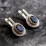 Sapphire Victorian Earrings - Vintage Sapphire Earrings - Blue Statement Earrings