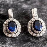 Sapphire Victorian Earrings - Vintage Sapphire Earrings - Blue Statement Earrings