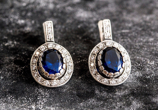 Sapphire Earrings, Antique Earrings, Vintage Earrings, Antique Sapphir