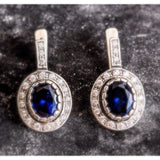 Sapphire Victorian Earrings - Vintage Sapphire Earrings - Blue Statement Earrings