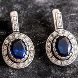 Sapphire Victorian Earrings - Vintage Sapphire Earrings - Blue Statement Earrings