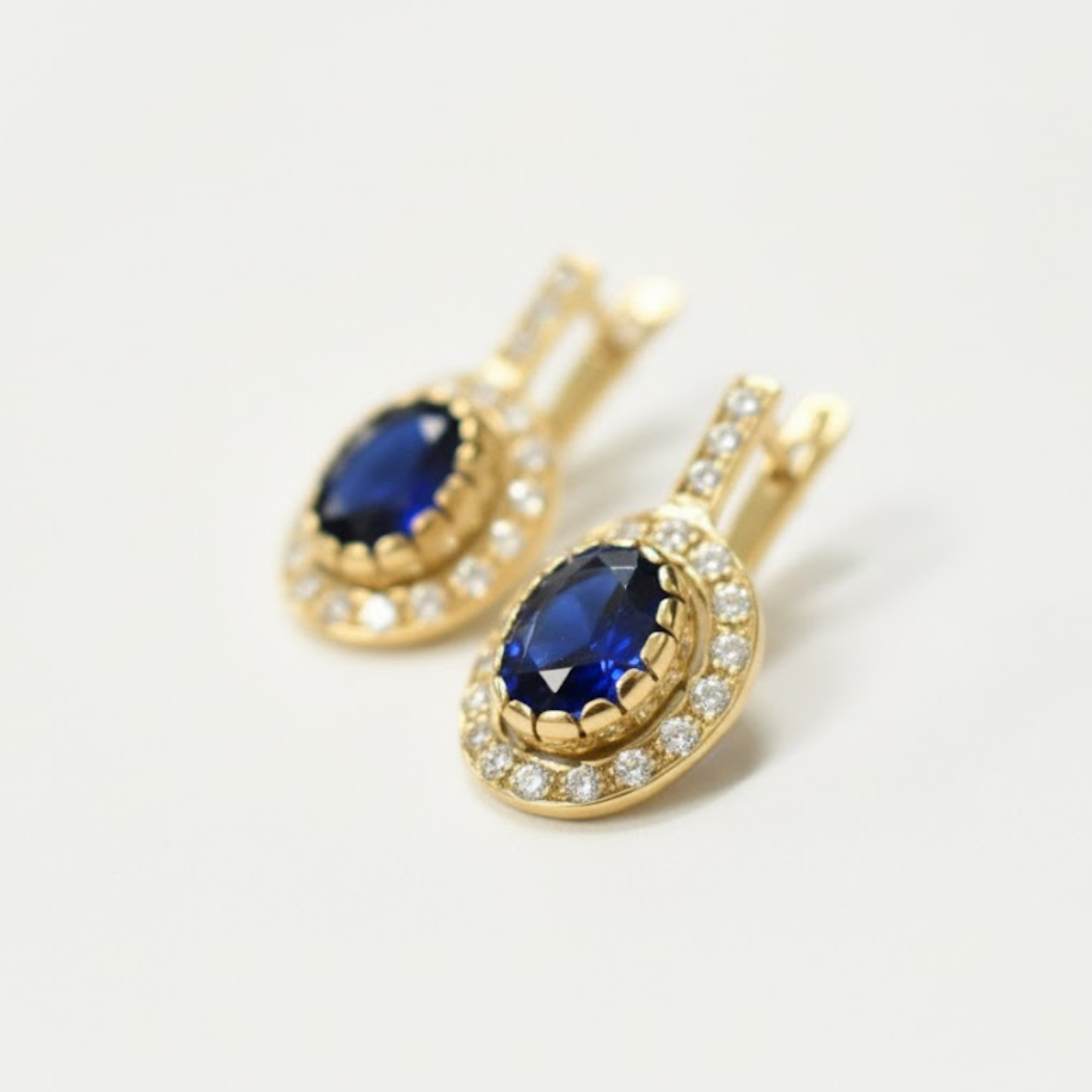 Elegant 18k Gold Vermeil Sapphire Earrings with Oval Blue Sapphire, ideal for everyday elegance and September birthday gifts.
