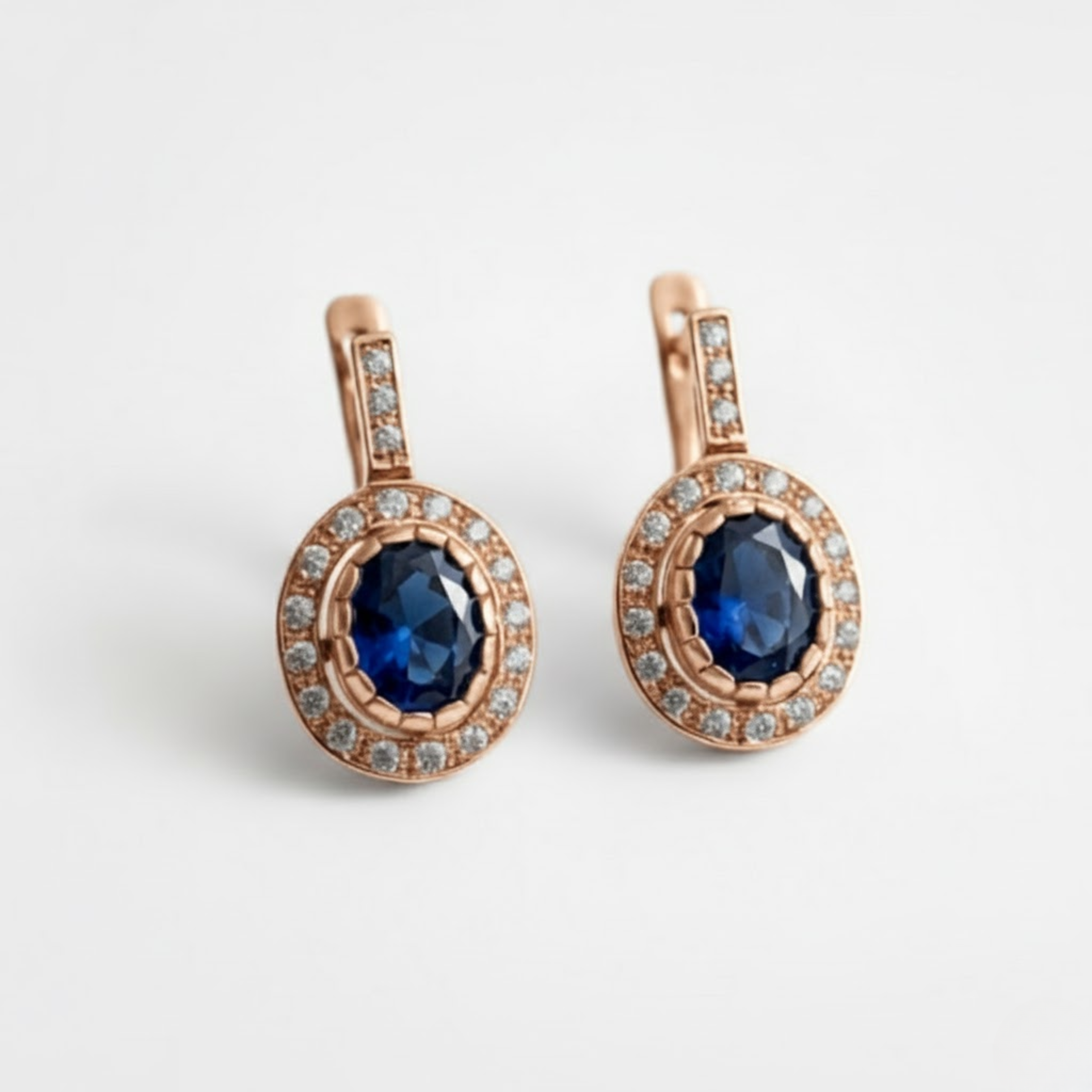 Sapphire Victorian Earrings - Vintage Sapphire Earrings - Blue Statement Earrings