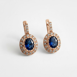 Gold Sapphire Earrings - Blue Victorian Earrings, September Birthstone Earrings