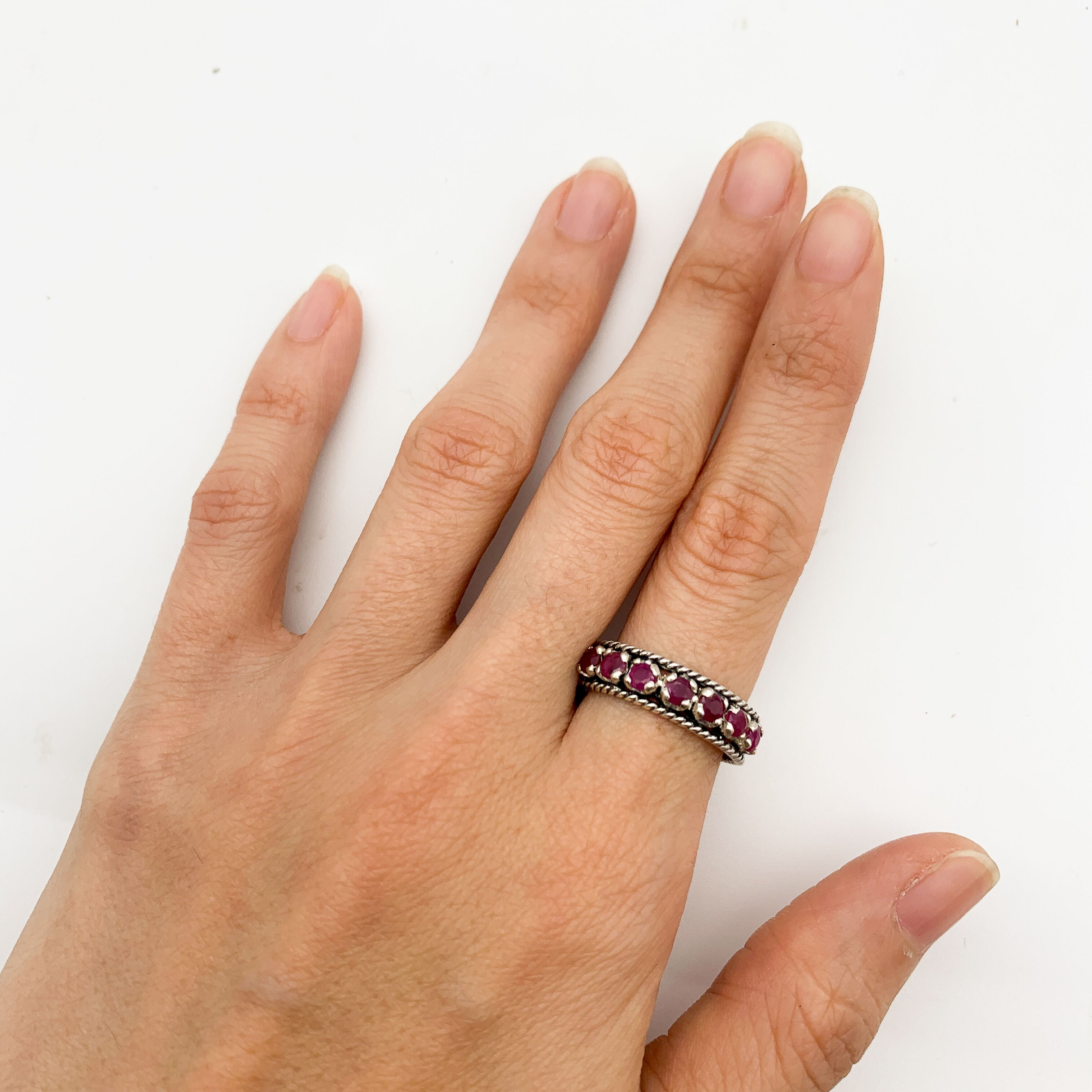 Ruby Band, Natural Ruby, Vintage Band, Half Eternity Band, Ruby Ring, Vintage Rings, July Birthstone, Half Eternity Ring, Solid Silver Ring