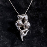 Two Cat Necklace - Silver Cat Necklace - Cat Lover Pendant