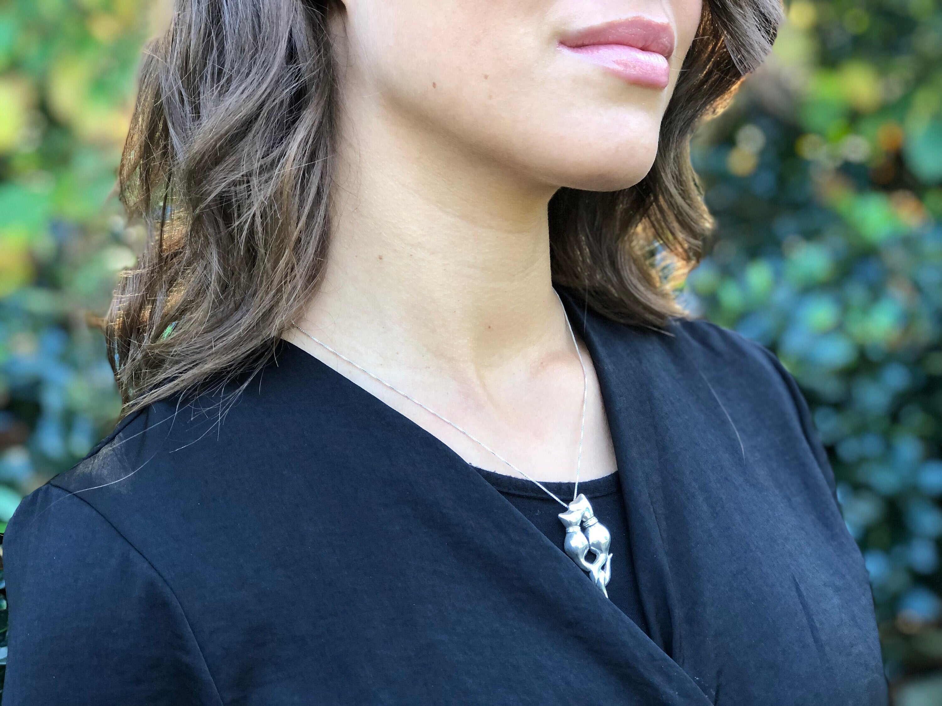 Cat Pendant, Solid Silver Pendant, Pure Silver, Artistic Pendant, Vintage Pendants, Cats Lovers Pendant, Statement Pendant, Silver Pendant