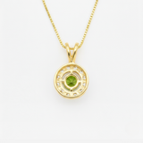 Gold Peridot Pendant - Natural Peridot Necklace - Round Dainty Green Pendant