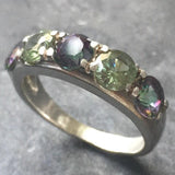 Mystic Topaz Stackable Band - Purple and Green Gem Band - Genuine Mystic Topaz Ring