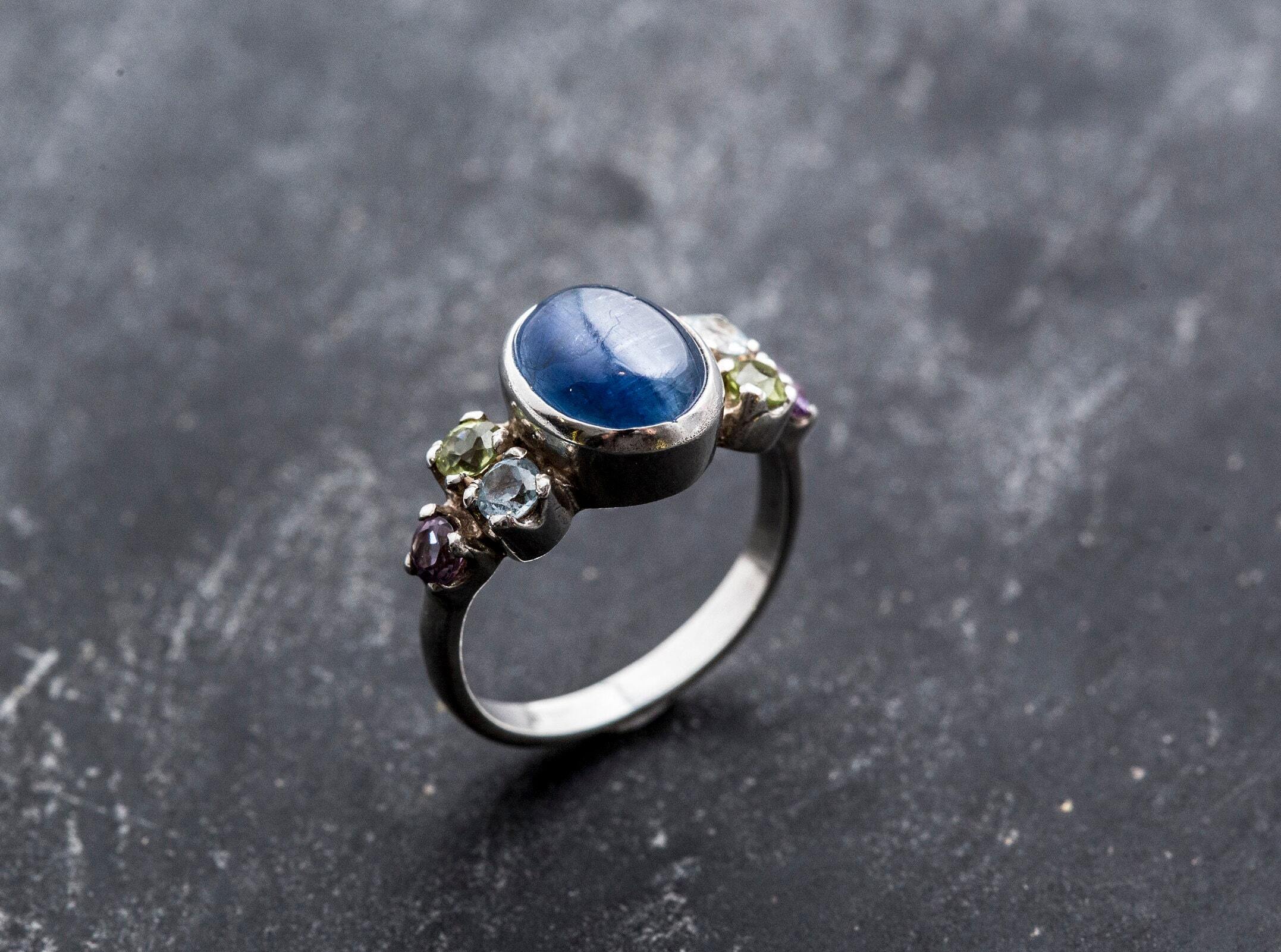 Kyanite Ring, Natural Kyanite, Topaz Ring, Natural Topaz, Birthstone Ring, December Birthstone, February Birthstone, Amethyst, Blue Topaz