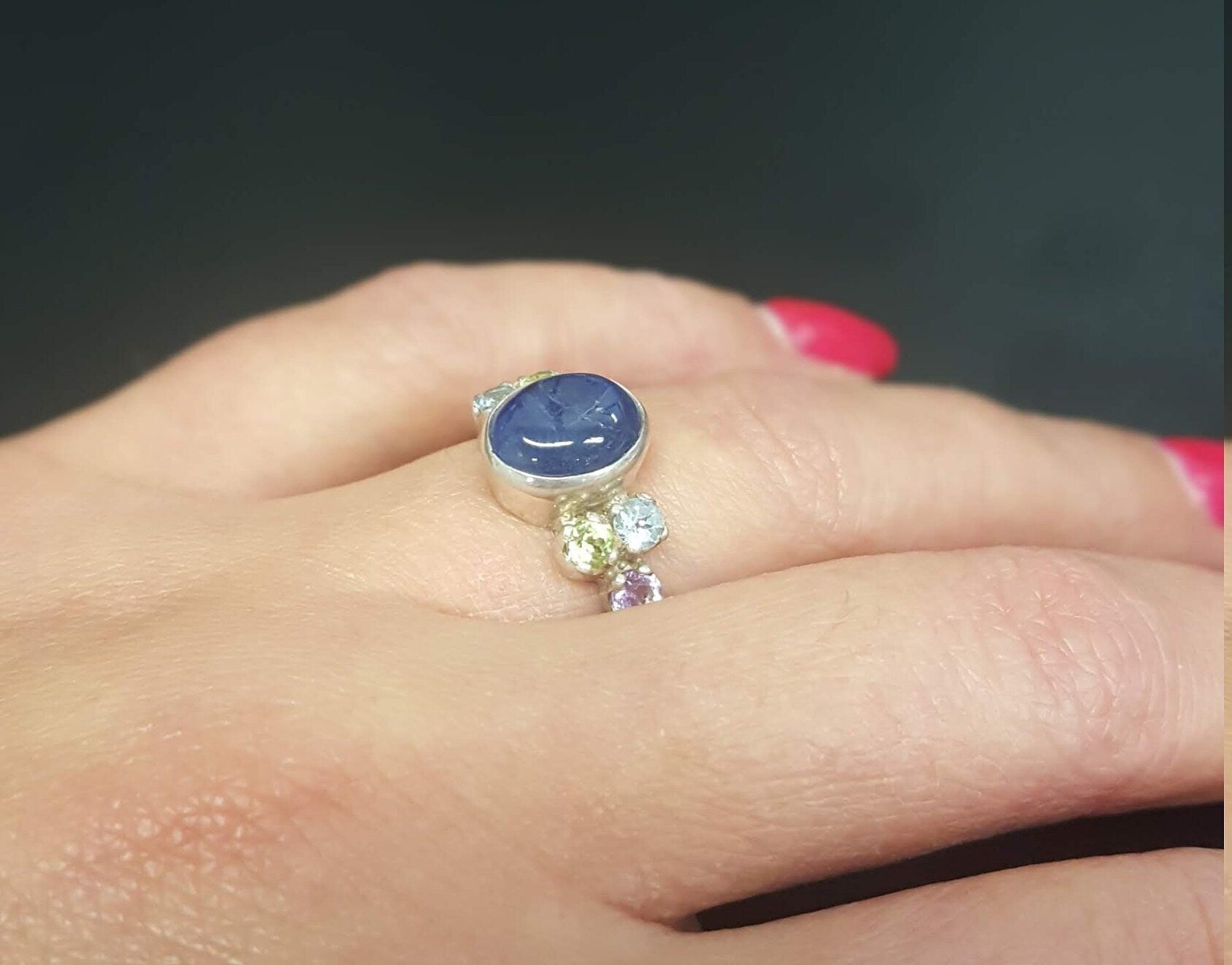 Kyanite Ring, Natural Kyanite, Topaz Ring, Natural Topaz, Birthstone Ring, December Birthstone, February Birthstone, Amethyst, Blue Topaz