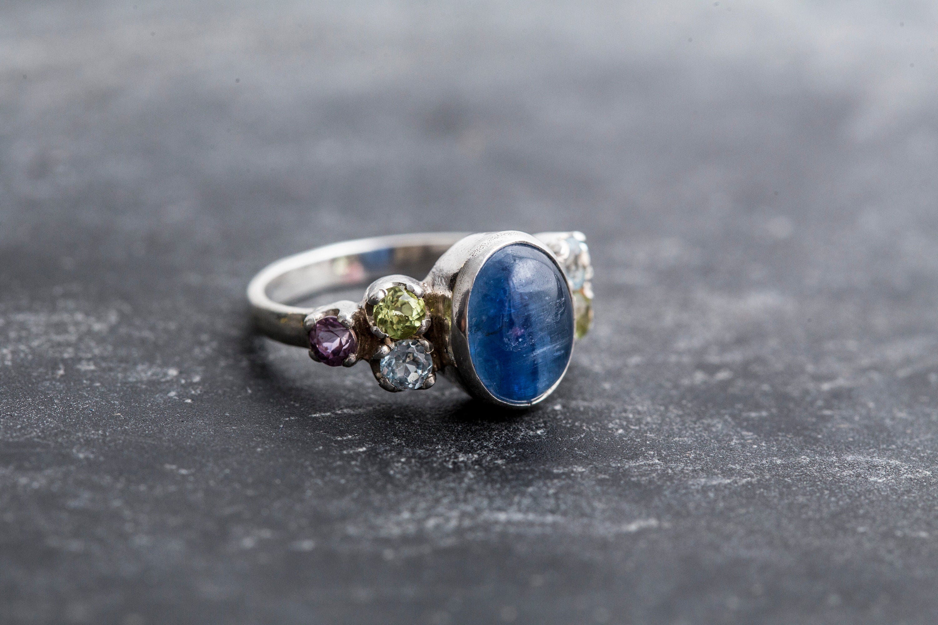 Kyanite Ring, Natural Kyanite, Topaz Ring, Natural Topaz, Birthstone Ring, December Birthstone, February Birthstone, Amethyst, Blue Topaz