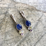 Kyanite Earrings - Blue Vintage Earrings - Multistone Dangling Earrings