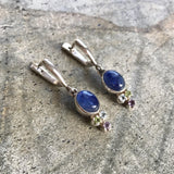 Kyanite Earrings - Blue Vintage Earrings - Multistone Dangling Earrings