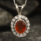 Gold Carnelian Pendant - Genuine Carnelian Pendant - Red Victorian Necklace