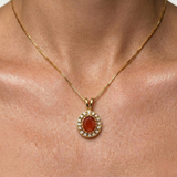 Gold Carnelian Pendant - Genuine Carnelian Pendant - Red Victorian Necklace