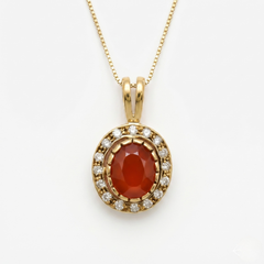 Gold Carnelian Pendant - Genuine Carnelian Pendant - Red Victorian Necklace