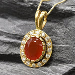 Carnelian Necklace, Red Vintage Necklace, Carnelian Pendant, Natural Carnelian, Red Stone Necklace, Solid Silver Necklace, Antique Carne(1)