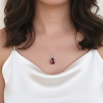 Elegant Ruby Pendant in 925 Sterling Silver with Red Ruby, a timeless July Birthstone gift for special occasions.