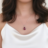 Elegant Ruby Pendant in 925 Sterling Silver with Red Ruby, a timeless July Birthstone gift for special occasions.