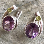 Amethyst Earrings, Natural Amethyst, February Birthstone, Vintage Earrings, Peridot Earrings, Birthstones Earrings, Solid Silver, Amethyst