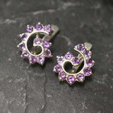 Gold Amethyst Earrings - Spiral Amethyst Earrings - Purple Swirl Earrings