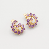 Purple Swirl Earrings - Spiral Amethyst Earrings - Vintage Artistic Earrings