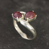 Natural Ruby Ring made in 925 Sterling Silver with Oval Natural Red Ruby in Two-Stone setting, July Birthstone gift idea, symbolizes nobility, purity, and passion, ideal for everyday wear and perfect for birthday gifting and special occasions.