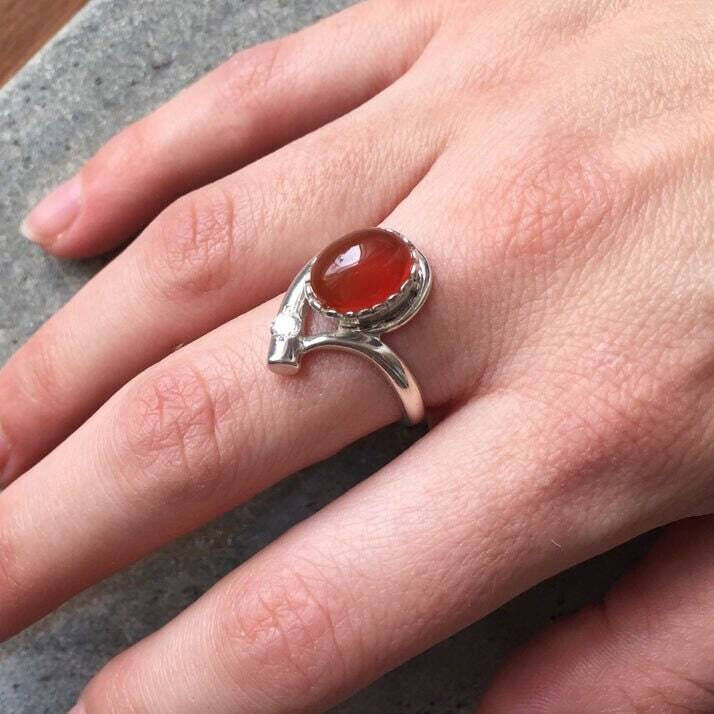 Amber Ring, Natural Amber, Taurus Birthstone, Teardrop Ring, Vintage Ring, Unique Ring, Honey Gemstone, Amber, Natural Emerald, 925 Silver