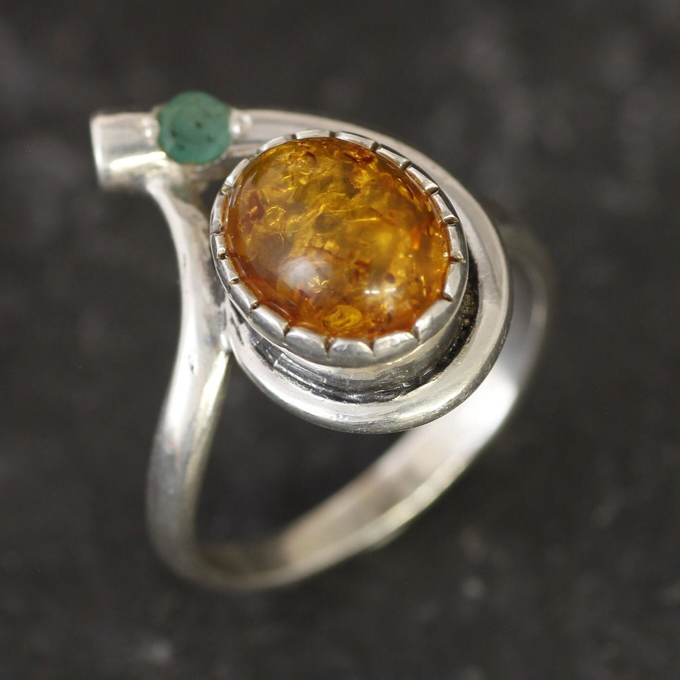 Amber Ring, Natural Amber, Taurus Birthstone, Teardrop Ring, Vintage Ring, Unique Ring, Honey Gemstone, Amber, Natural Emerald, 925 Silver
