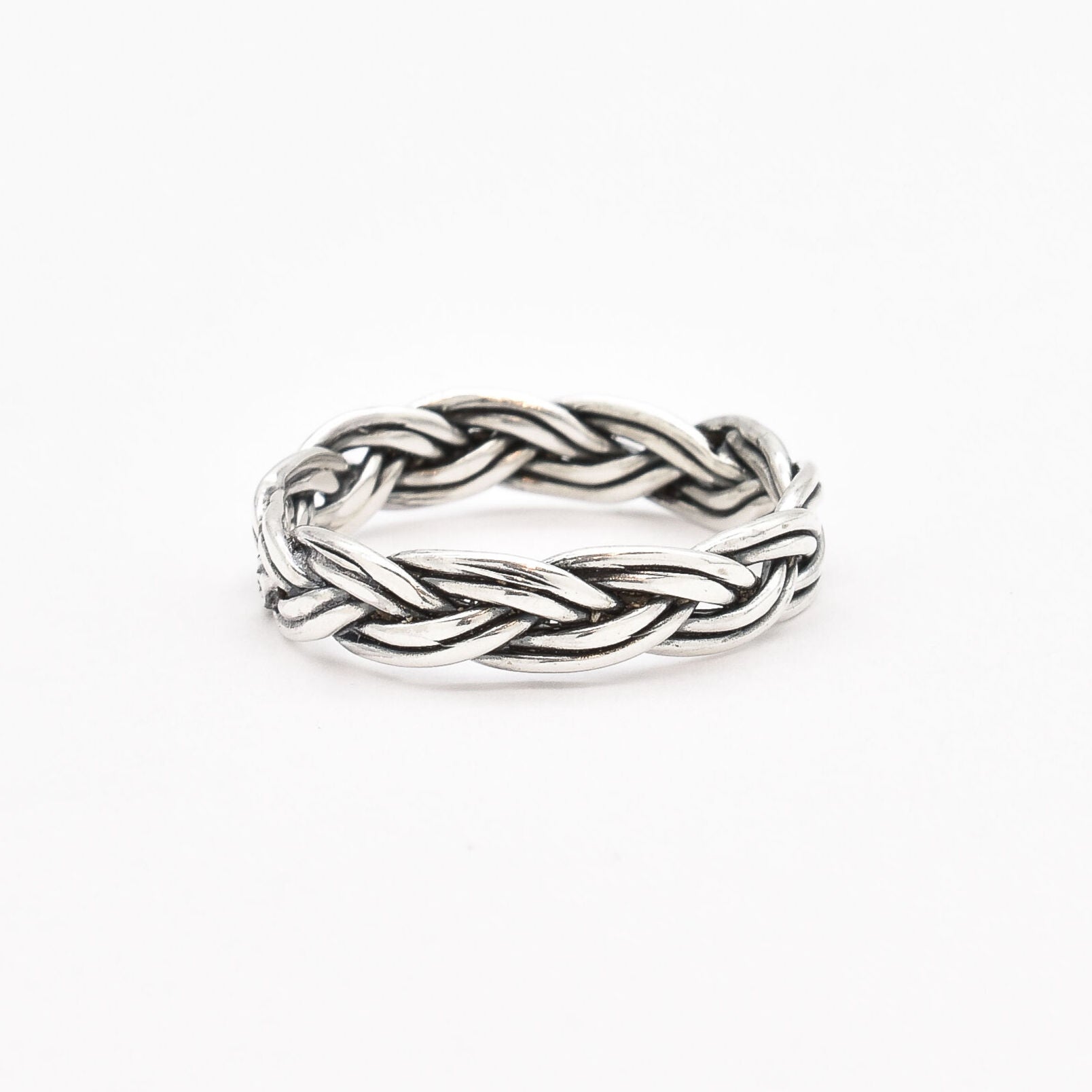 Braided Band, Solid Silver Ring, Stackable Ring, Branch Ring, Dainty Ring, Sterling Silver Band, Silver Braid Ring, Tangled Ring, Plait Band