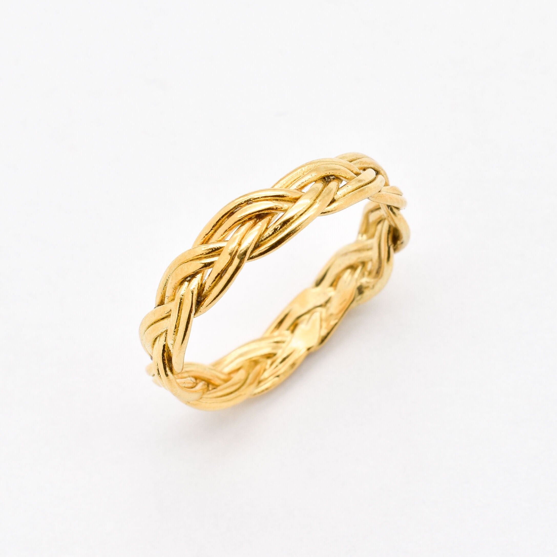 Gold Braided Band Angled View in White Background
