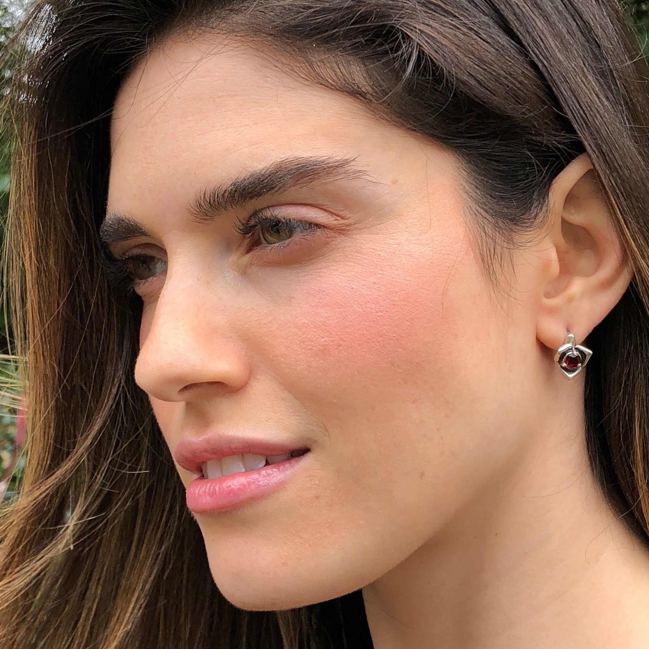 Blue Topaz Earrings, Topaz Rose Earrings, Flower Earrings, Blue Topaz, Vintage Earrings, December Birthstone, Rose Petal Earrings, Silver