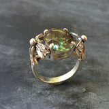 Green Diamond Ring - Vintage Diamond Ring - Classic Bow Ring