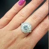 Diamond Flower Ring - Victorian Silver Ring - Diamond Halo Ring