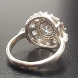 Diamond Flower Ring - Victorian Silver Ring - Diamond Halo Ring