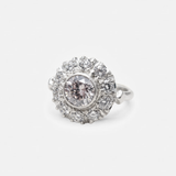 Diamond Flower Ring - Victorian Silver Ring - Diamond Halo Ring
