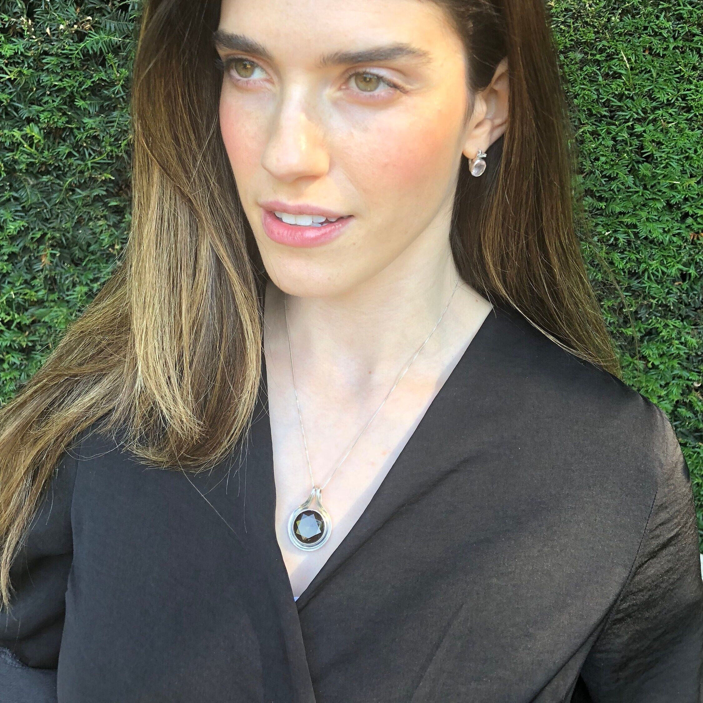 Elegant 925 Sterling Silver Ruby Pendant featuring a Round Created Red Ruby, perfect for birthdays and special occasions.