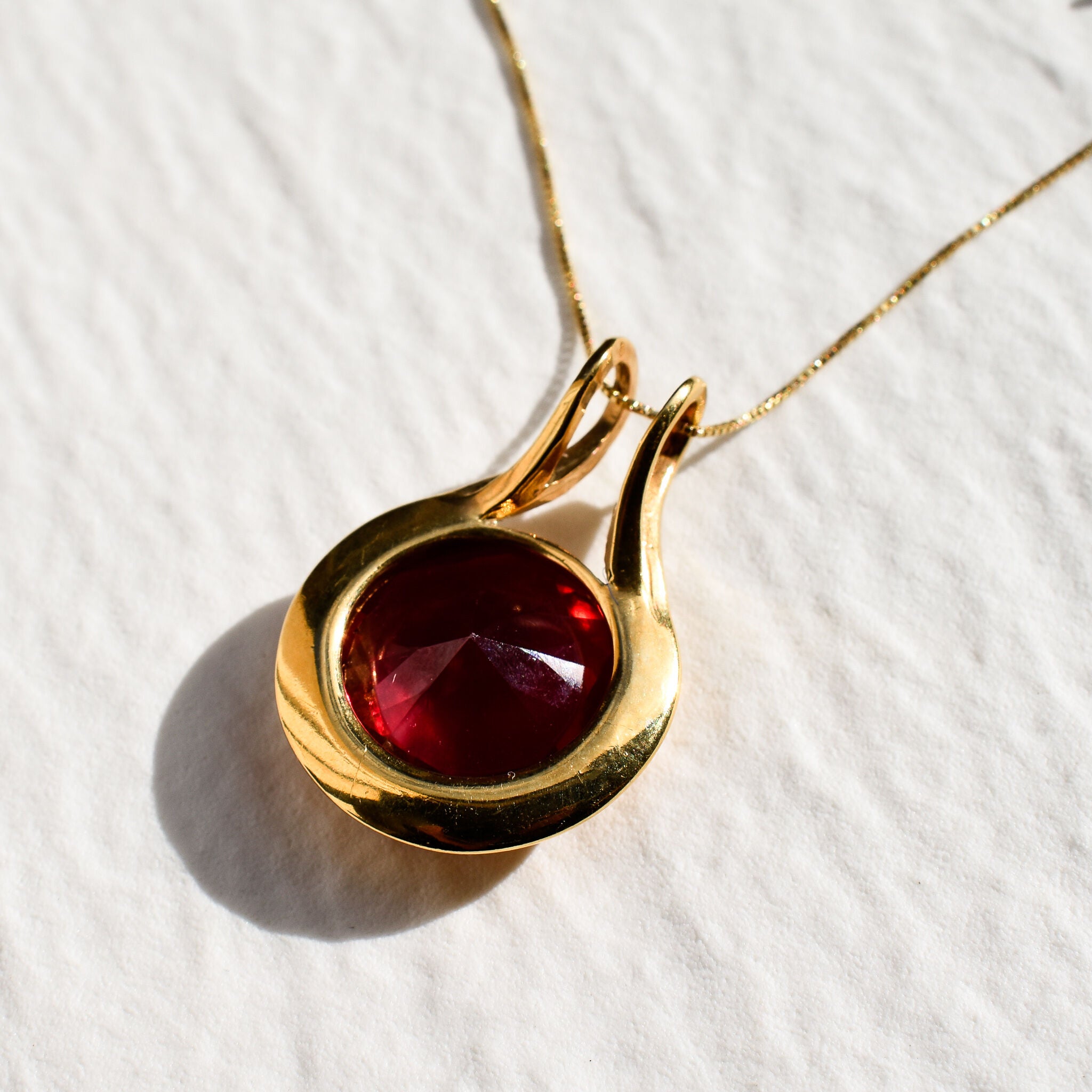 Large Ruby Pendant, Vintage Pendant, Created Ruby, Vintage Necklace, Ruby Necklace, Ruby Pendant, Statement Necklace, Red Pendant,925 Silver(1)